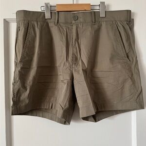 Abercrombie & Fitch Olive Green Flat-Front Chino Shorts